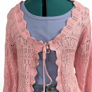 White Stag Pink Lace Cardigan